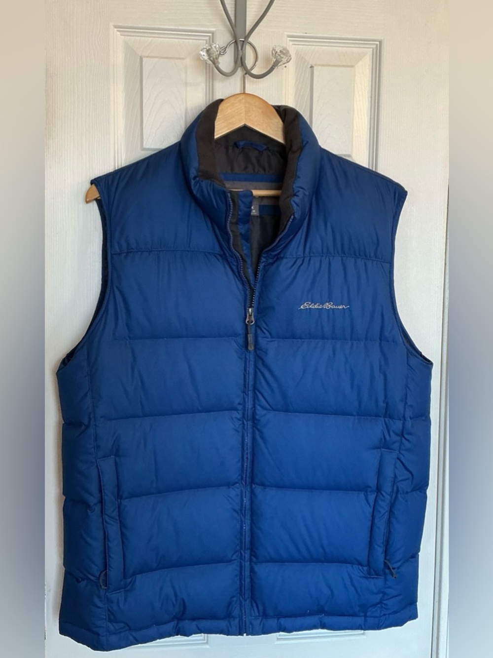 Eddie Bauer Royal Blue Quilted Puffer Down filled/lined sleeveless zip-up Sz M